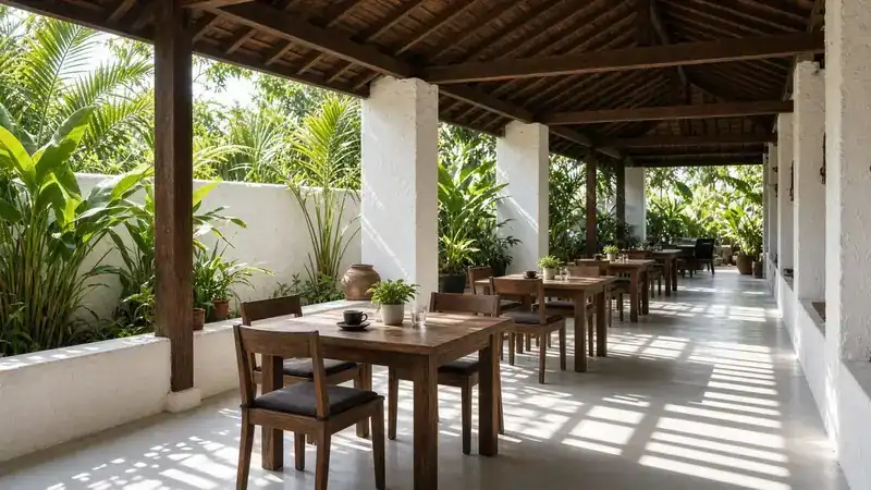 Thiết kế nhà phố cổng lưới xanh, khối ốp gạch cong, tum cây Kon Tum