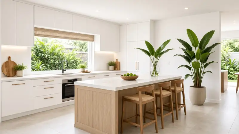 Nhà vườn một tầng bê tông, lam gỗ, mái dốc — biến thể không lầu